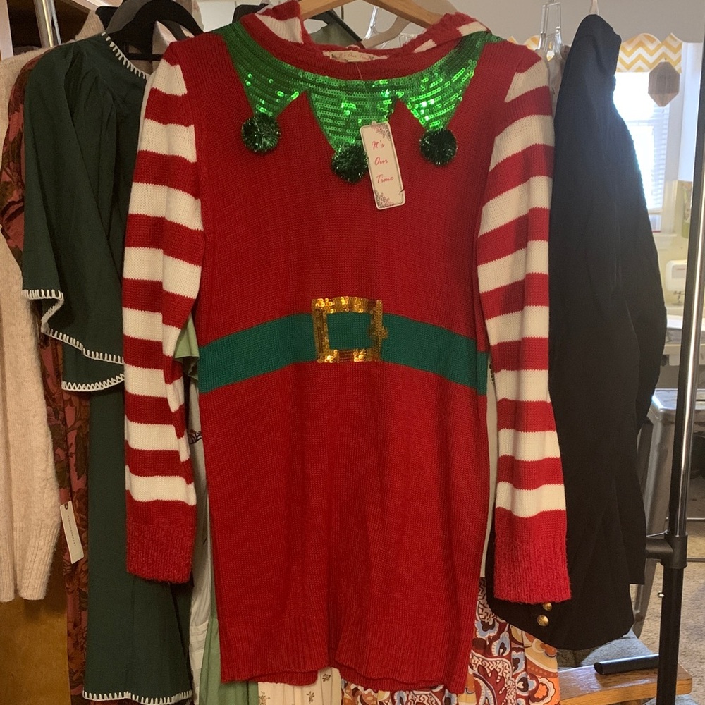 Christmas Santa Elf sweater tunic sz XL